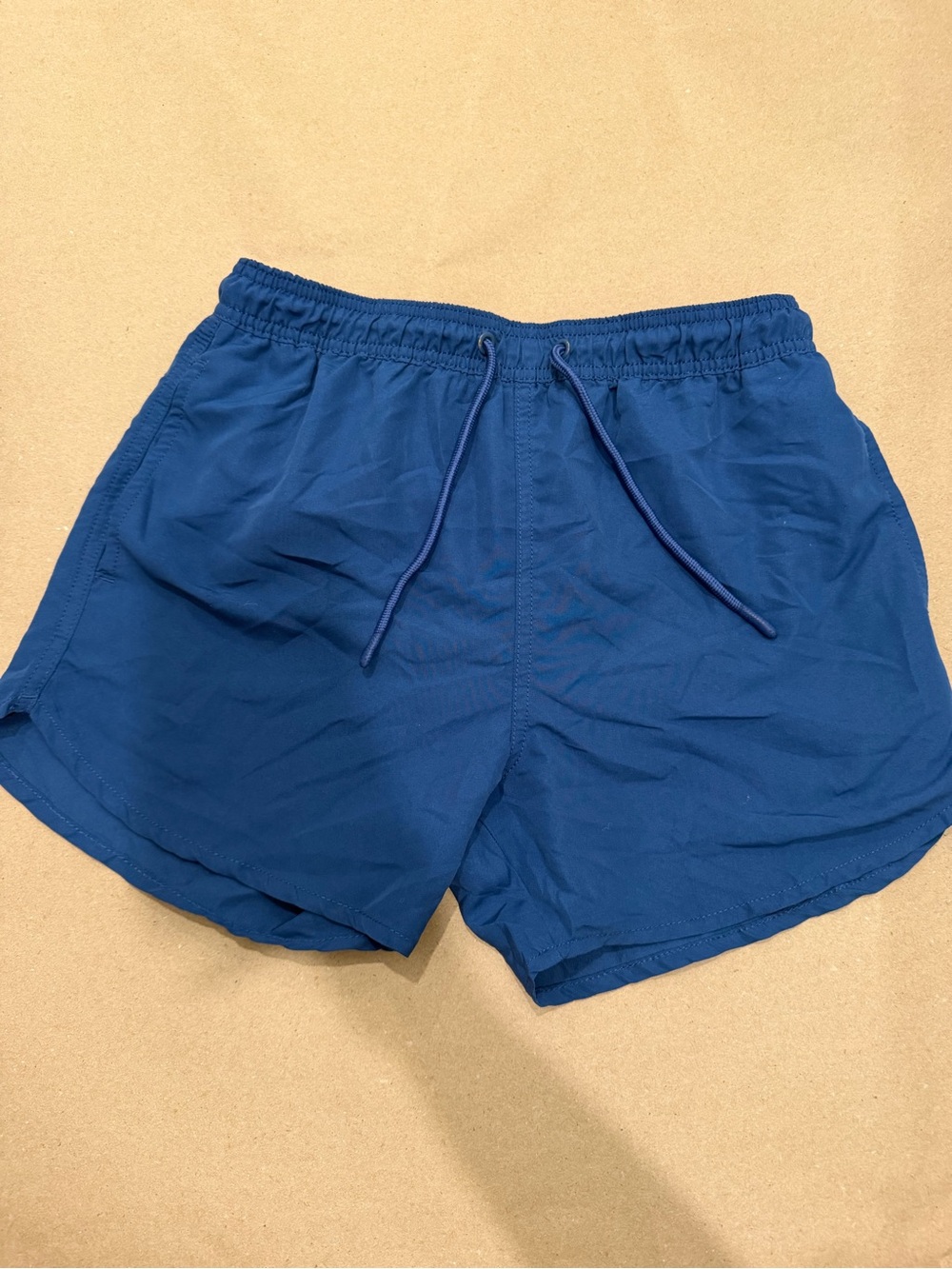 Pop Man Blue Mesh Lined Swim Shorts Size Small